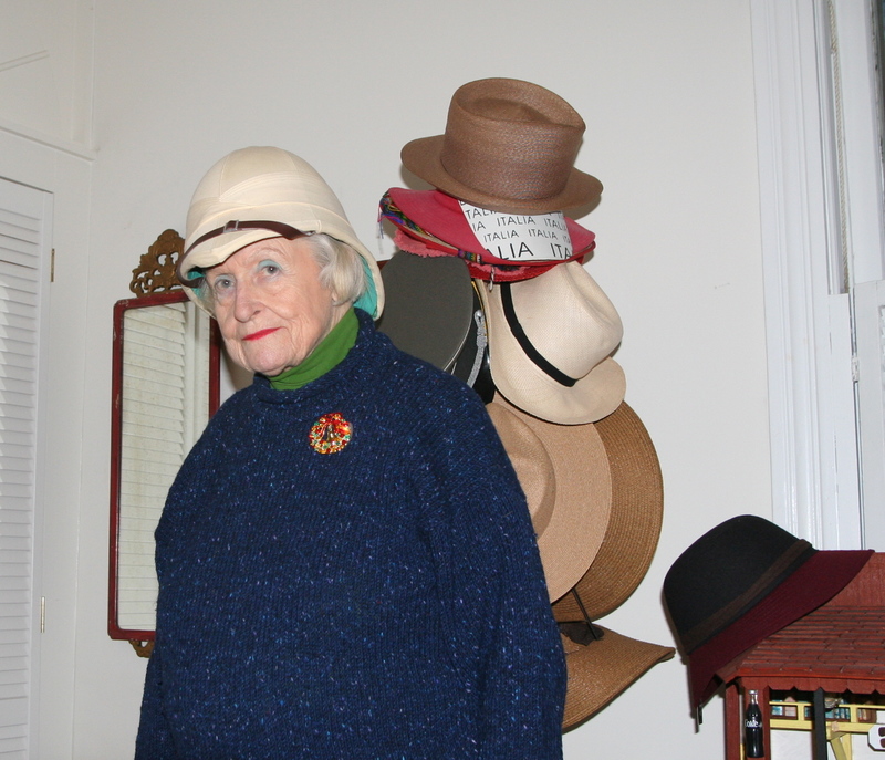 Lewes resident Joan Gaffney has been a hat collector and wearer for years. Here she wears a pith helmet, the second one she obtained after having to surrender her first to a customs authority. She worked for the U.S. government while living in England for more than six years during the Cold War. BY HENRY J. EVANS JR.